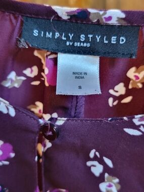 Simply Styled by Sears Plum Floral Button-Front Top